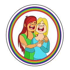 Happy homosexual couple with lgbt rainbow colors Vector