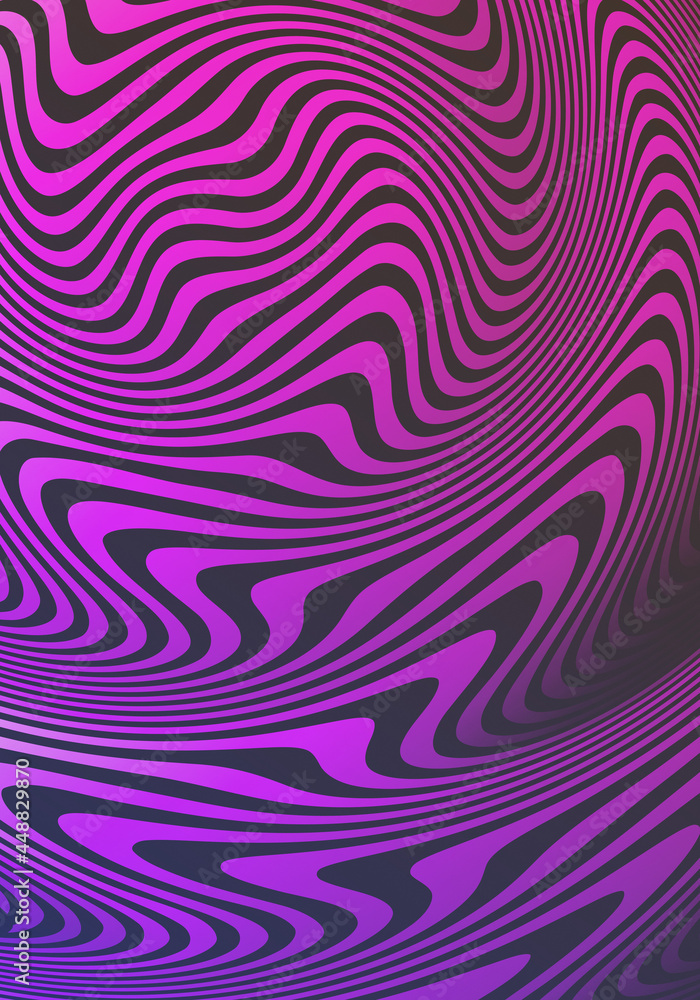 Poster ripple wave striped pattern 3d magenta abstract vertical background design template