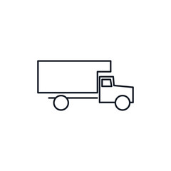 Rental flatbed truck thin line icon stock illustration.