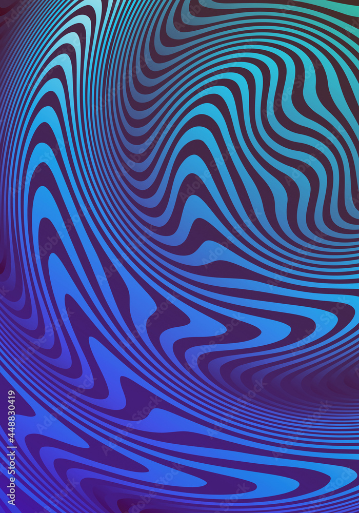 Poster ripple wave striped pattern 3d blue abstract vertical background design template