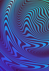 Fototapeta na wymiar Ripple Wave Striped Pattern 3D Blue Abstract Vertical Background Design Template