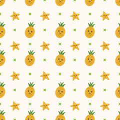 poneapple cartoon seamless pattern vector