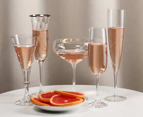 Glasses with rose wine