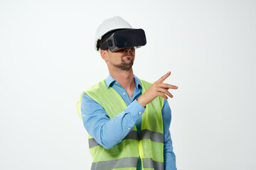 Builder professional work uniform virtual reality glasses