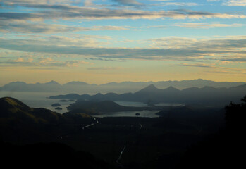 Sunrise in the mountains in the coast of Southeast Brazil