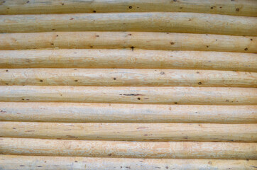 Texture of wooden logs wall for background