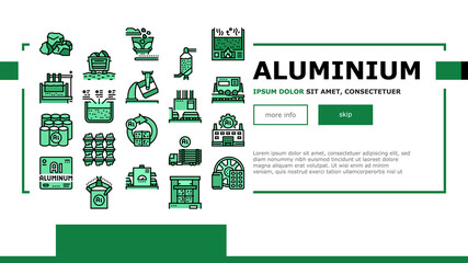 Aluminium Production Landing Web Page Header Banner Template Vector. Processing Of Aluminium Production And Factory, Pressing And Manufacture, Transportation And Carrying Illustration