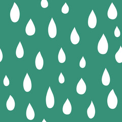 White drops seamless pattern on a green background.