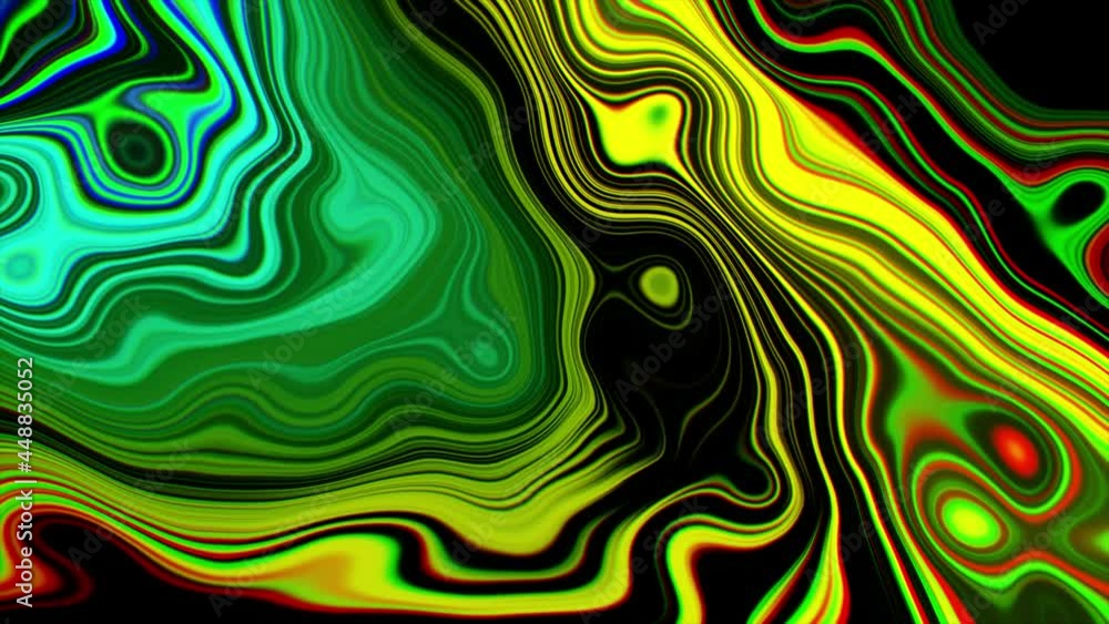 Aufkleber fluid fractal background. psychedelic oil streaks and stains blend against a dark background. 3d ani