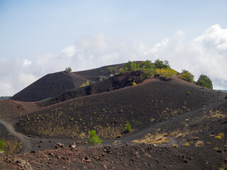 Volcanic rock landscape of Mount Etna