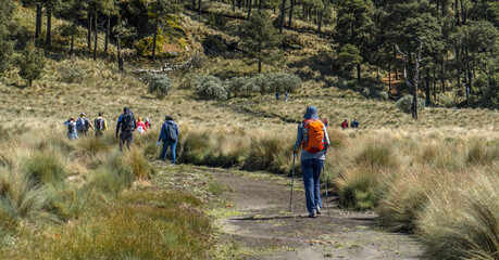 Hiker trekking in Iztaccihuatl Popocatepetl National Park, Mexico