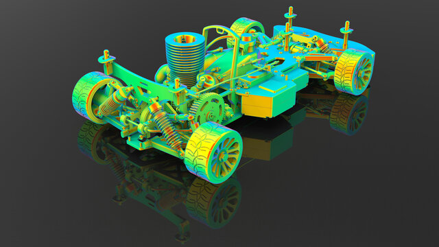 3D rendering - RC car finite element analysis