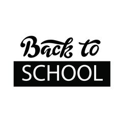 Obraz premium Back to School digital lettering, Black and white letters on a white background. Doodle style. School template.Vector illustration