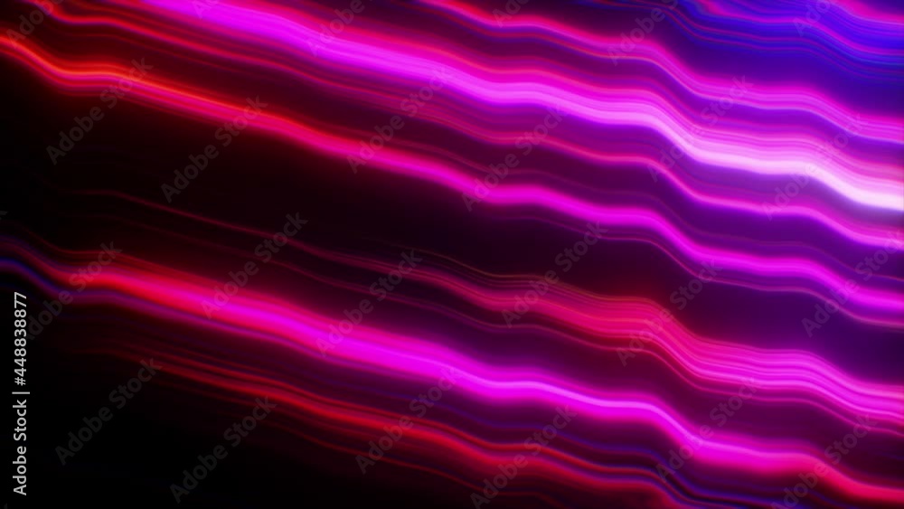 Poster abstract fractal neon background of bright lines. glowing stripes. 3d animation of a seamless loop