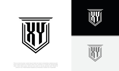 Initials XY logo design. Luxury shield letter logo design.
