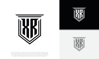 Initials XR logo design. Luxury shield letter logo design.