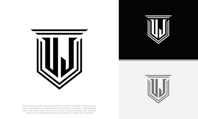 Initials VJ. UJ logo design. Luxury shield letter logo design.