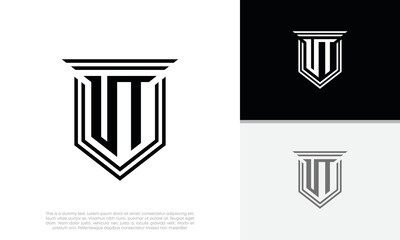 Initials VT. UT logo design. Luxury shield letter logo design.