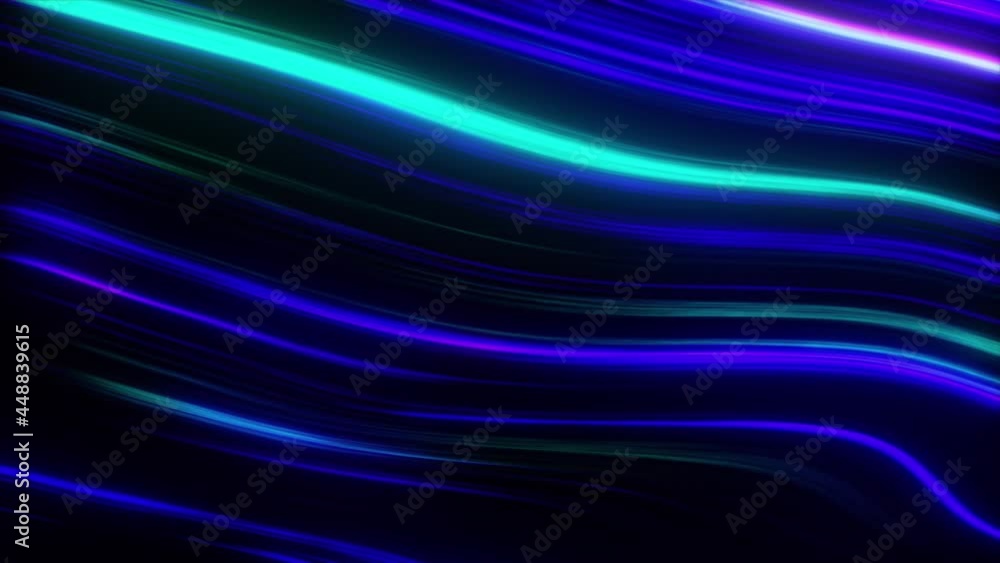Poster abstract fractal neon background of bright lines. glowing stripes. 3d animation of a seamless loop