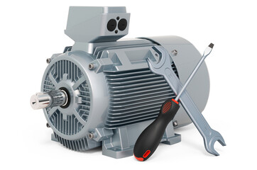 Service and repair of electric motors, 3D rendering