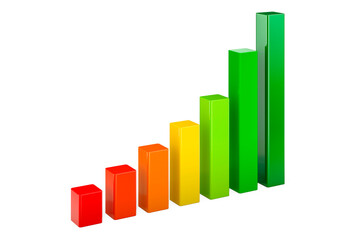Bar graph, column chart. 3D rendering