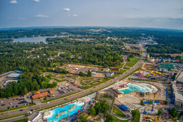Fototapeta na wymiar Aerial View of the Tourist Town of Lake Delton, Wisconsin