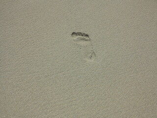 solitaire footprint on a sandy beach