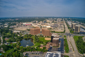 Aerial View of Downtown Oakbrook, Illinois - obrazy, fototapety, plakaty
