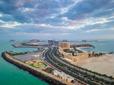 Marjan Island in Ras al Khaimah emirate in the UAE aerial view