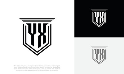 Initials YX logo design. Luxury shield letter logo design.