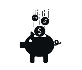 Piggy Bank Line Icon In Flat Style Vector For Apps,  Websites. Black Icon Vector Illustration.
