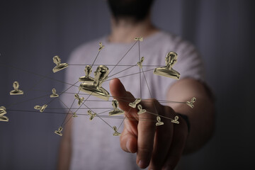 Abstract network of physical devices on the Internet using a network connection with statistics...
