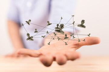 Abstract network of physical devices on the Internet using a network connection with statistics...