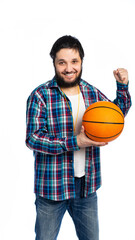 a man plays with a ball. isolated white background
