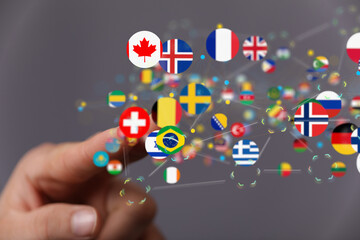 Global communication, international messaging and translation concept