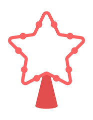 Red christmas star. Festive decor item in flat style