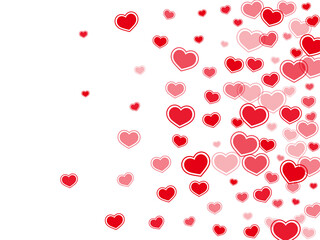 Beautiful red hearts falling vector illustration.