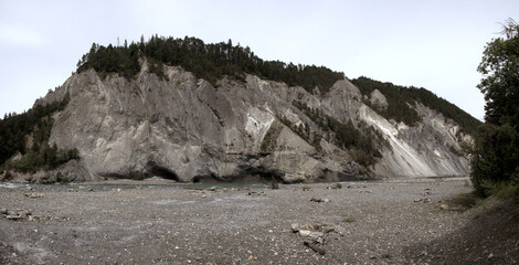 Stretch of the Grisonian Rhine Gorge near Rhäzuns in Switzerland