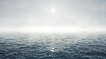 Ocean Water and Sunset Sky Background 3D Render