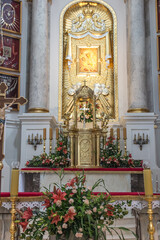 Chelm, POLAND - July 5, 2021: Inside the shrine, the Basilica of Virgin Mary in Chelm in eastern...