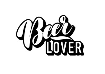 simple black and white lettering beer lover logo. Vector illustration