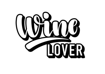 simple black and white lettering wine lover logo. Vector illustration