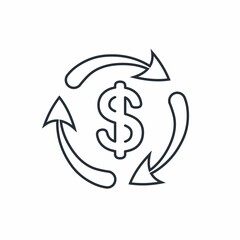 Financial transition. Vector linear icon isolated on white background.