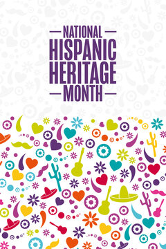 National Hispanic Heritage Month. Holiday Concept. Template For Background, Banner, Card, Poster With Text Inscription. Vector EPS10 Illustration.