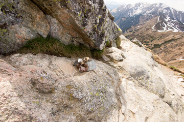 A padlock of love on a rock in the area of Swinica in the High Tatras