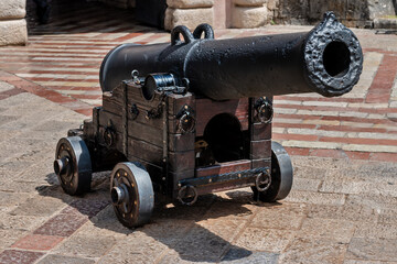 Old ship cannon in the square