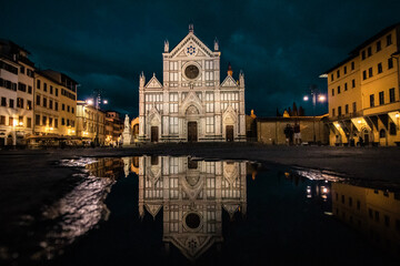 Fototapeta premium Santa Croce in the night, Florence