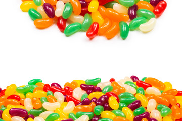 Colorful jelly beans isolated on white.