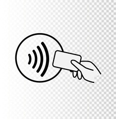 Contactless NFC wireless pay sign logo. Credit card nfc payment vector concept.