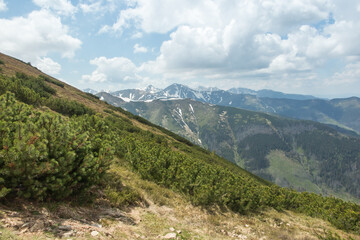 Fototapeta na wymiar View from the Ornak ridge towards the High Tatras